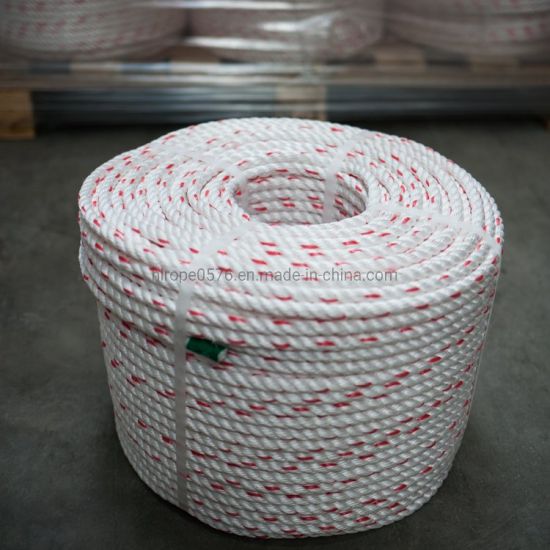 10mm hvid med rød fleck flydende polysteel reb (220m spole)